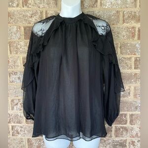 Stitch Fix Royal Project Arden Lace Insert Silk Blouse Size Small New With Tags